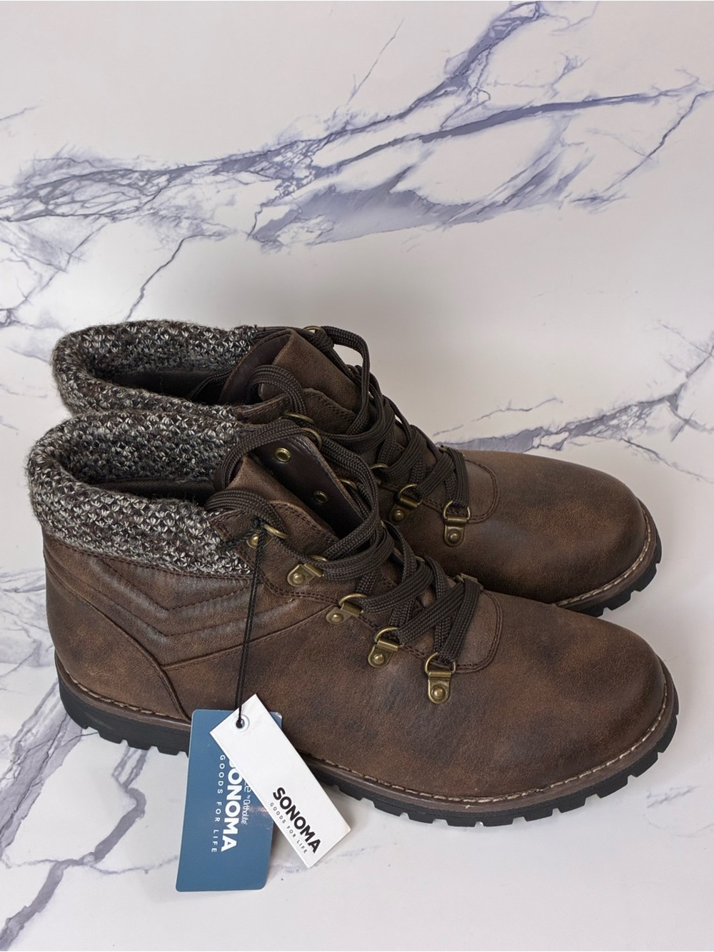 Kohl's Sonoma’s Brown Lace-Up Women's Hiker Boot with Knit Collar